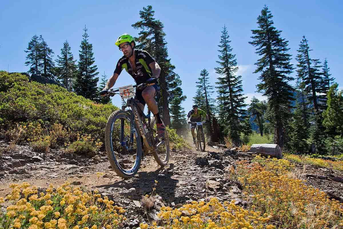 A group of riders enjoying a Sierra Buttes trail.